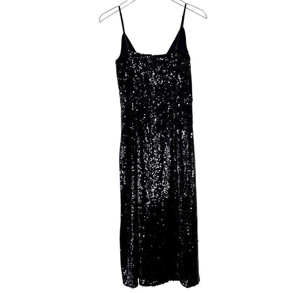 Ramy Brook Leanne Dress Midi Black Sequin Surplice V-Neck Sleeveless 8 NEW - Picture 9 of 10